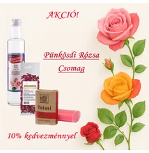 Pünkösdi Rózsa Csomag (Rózsaszappan - Tulasi + Rózsavíz - Natura Chotura Fields 250ml + Rózsaszirom)