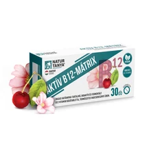 Natur Tanya® AKTÍV B12-MÁTRIX - Magas hatóanyag-tartalmú, bioaktív és fermentált B12-vitamin rágótabletta, természetes vadcseresznye ízben.