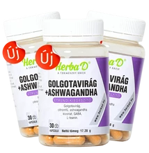 Golgotavirág + Ashwagandha értendkiegészítő kapszula, 30 db x 3 db