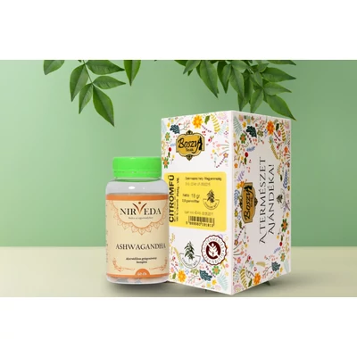 Nappali nyugalom csomag (Ashwagandha - Nirveda, 60 db, 250 mg + Boszy Citromfű tea filteres, 20 filter)