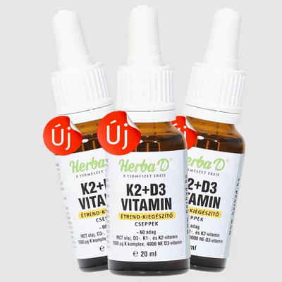 K2+D3 vitamin étrend-kiegészítő csepp – 20 ml x 3 db