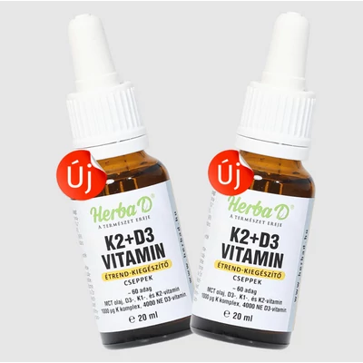 K2+D3 vitamin étrend-kiegészítő csepp – 20 ml x 2 db