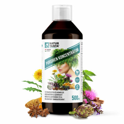 Natur Tanya® Puridren® koncentrátum – Sav-bázis egyensúly és méregtelenítés 12 gyógynövény és klorofill erejével 500 ml