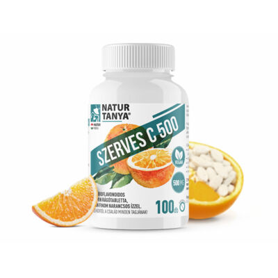 Natur Tanya® SZERVES C 500 – Kétféle C-vitamin és citrus bioflavonoidok gyomorkímélő rágótablettában, finom narancs ízben 100 db
