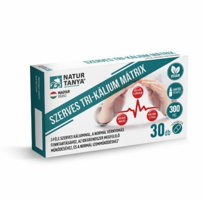 Natur Tanya® Szerves TRI-KÁLIUM MÁTRIX. 3 féle szerves káliummal a normál vérnyomás és izomműködés fenntartásához, az idegrendszer megfelelő működéséhez