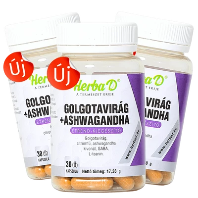 Golgotavirág + Ashwagandha értendkiegészítő kapszula, 30 db x 3 db