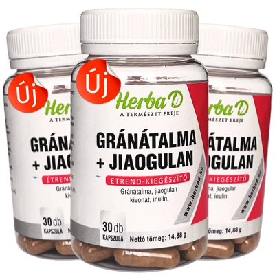 Gránátalma + Jiaogulan Étrend-kiegészítő, 30 db növényi kapszula x 3 db