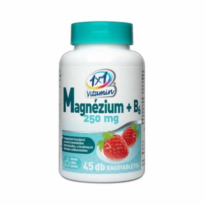 VitaPlus 1x1 Vitaday Magnézium 250mg+B6 vitamin rágótabletta eper ízű 45x